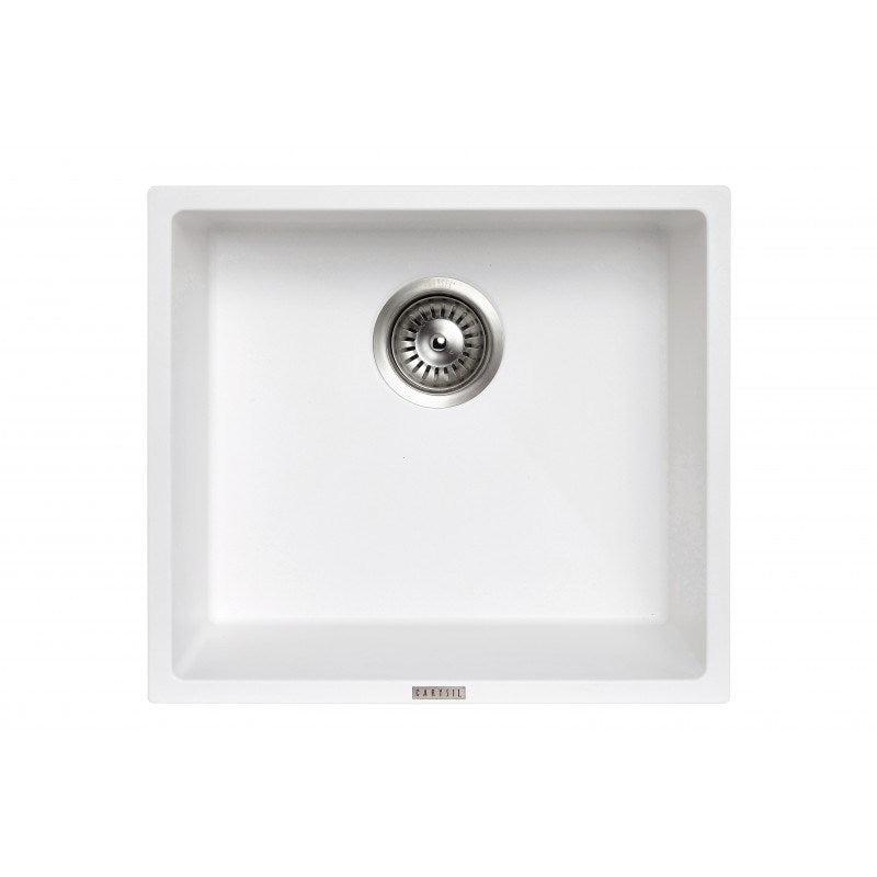 White Carysil Magic Salsa Granite Single Bowl Stone Kitchen Sink 457*406mm