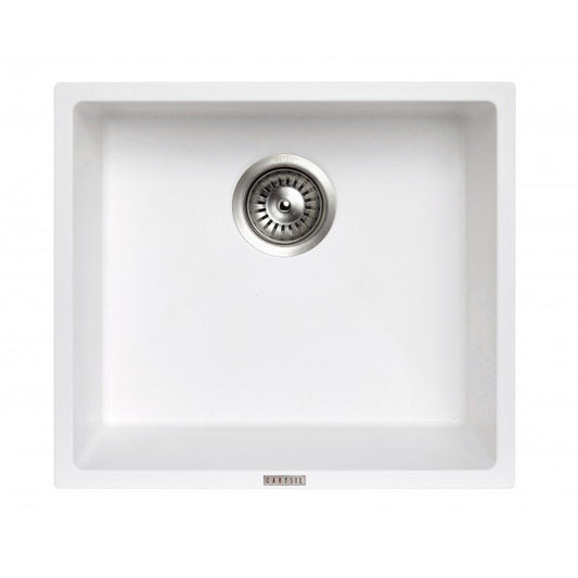 White Carysil Magic Salsa Granite Single Bowl Stone Kitchen Sink 457*406mm