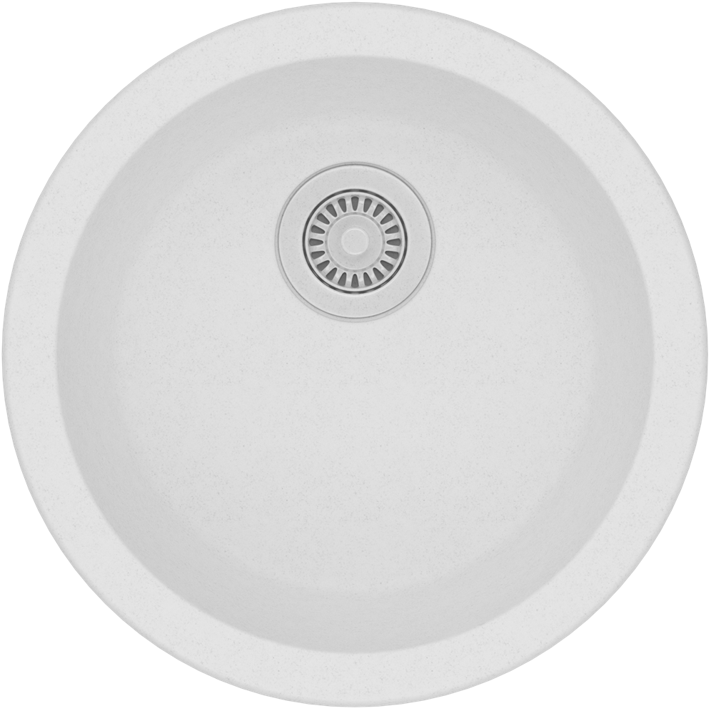 Round White Arete Stone Granite Single Bowl Stone Kitchen Sink 460mm