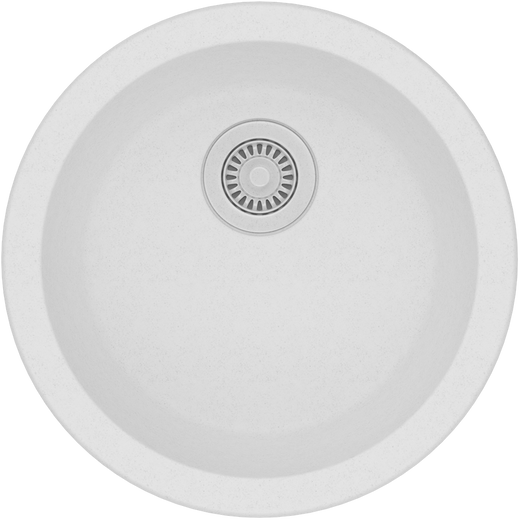 Round White Arete Stone Granite Single Bowl Stone Kitchen Sink 460mm