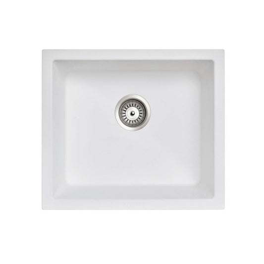 White Granite Single Bowl Stone Kitchen Sink 533*457mm