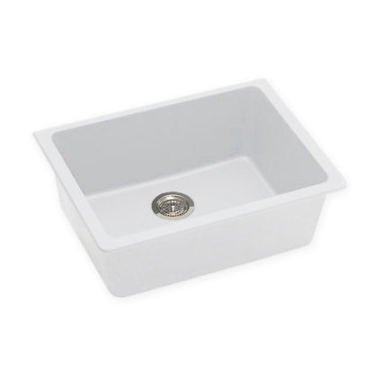 White Arete Stone Granite Single Bowl Stone Kitchen Sink 635*469*241mm