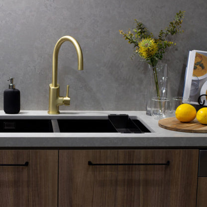 XPO Stainless Steel Gooseneck XPRESSFIT mixer Brushed Gold