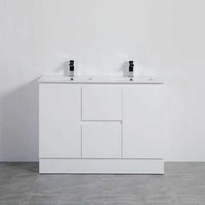 1200mm Polar Floor Vanity PVC Cabinet With Kickboard Only - Double Bowl  - Gloss White