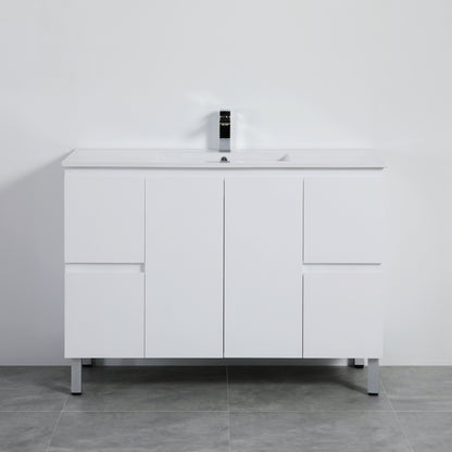 1200mm Nordic Floor Vanity PVC Cabinet Only - Single Bowl - Gloss White