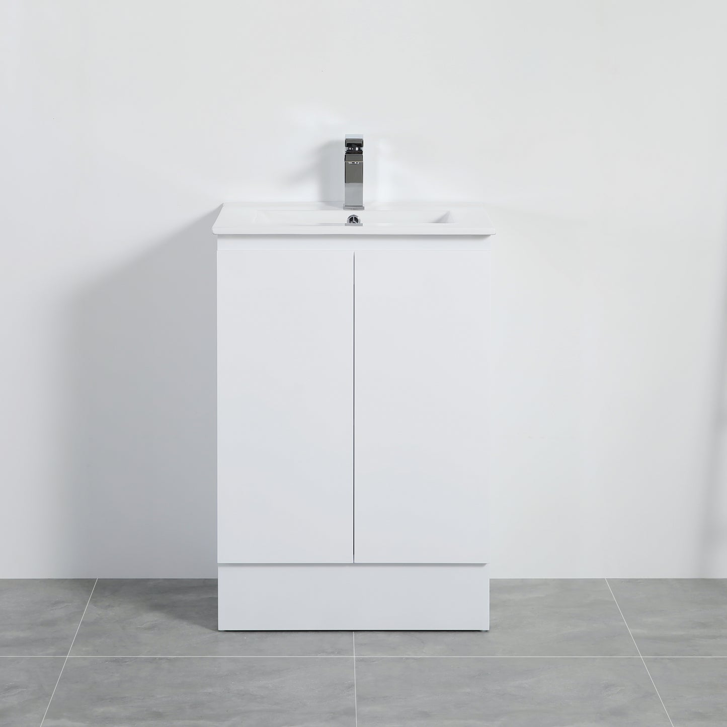 600mm PVC Waterproof Freestanding/Floor Vanity With Ceramic Top