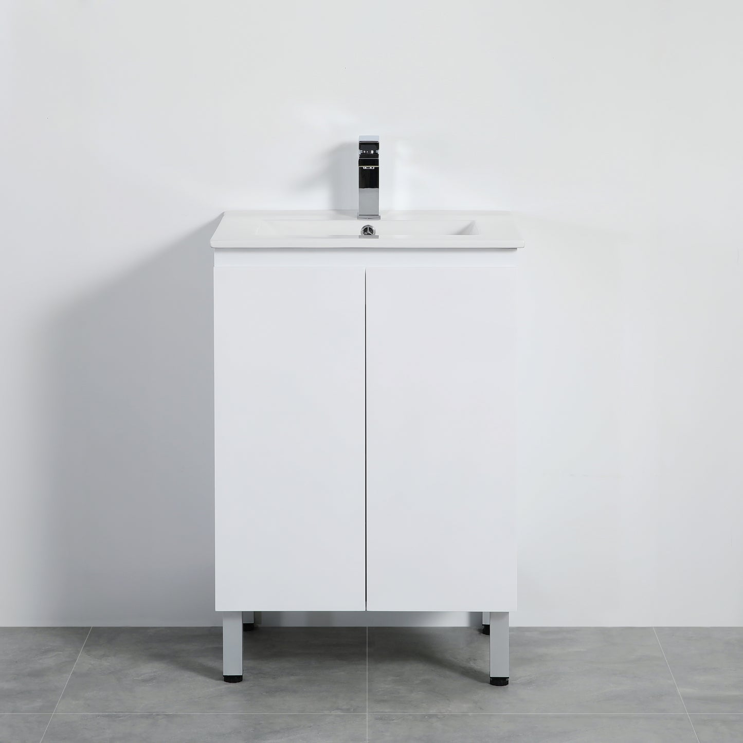 600mm Nordic Floor Vanity PVC Cabinet Only - Gloss White