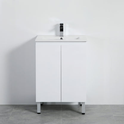 600mm Nordic Floor Vanity PVC Cabinet Only - Gloss White