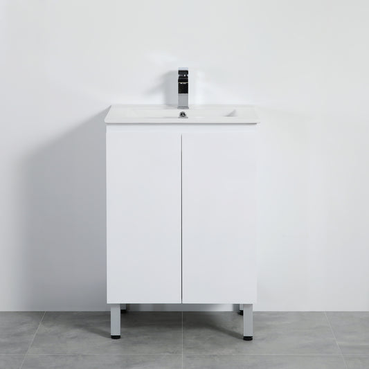 600mm Nordic Floor Vanity PVC Cabinet Only - Gloss White
