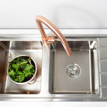 XACTA    Stainless Steel Gooseneck XPRESSFIT retractable dual spray mixer Rose Gold