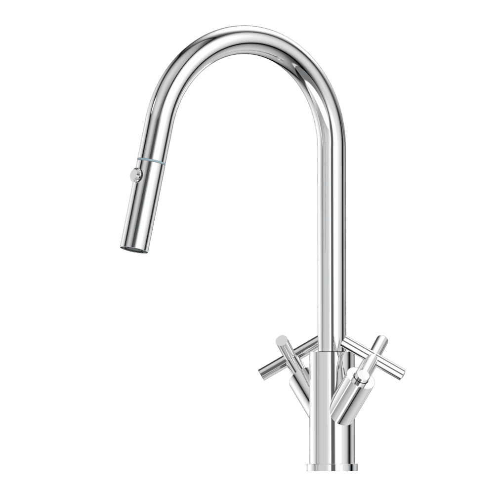 X-GEN 316 Stainless Steel Gooseneck XPRESSFIT retractable tap with cross handles Chrome