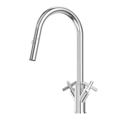 X-GEN 316 Stainless Steel Gooseneck XPRESSFIT retractable tap with cross handles Chrome