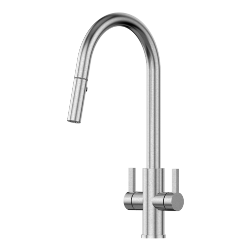 XSSENCE 316 Stainless Steel Gooseneck  XPRESSFIT retractable tap with lever handles Satin