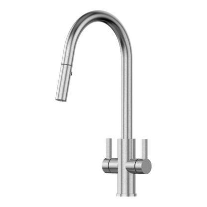 XSSENCE 316 Stainless Steel Gooseneck  XPRESSFIT retractable tap with lever handles Satin