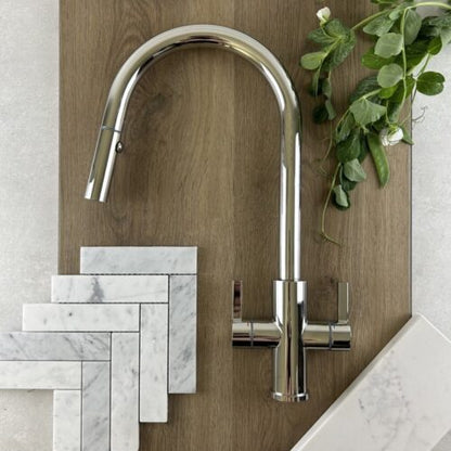 XSSENCE 316 Stainless Steel Gooseneck  XPRESSFIT retractable tap with lever handles Chrome