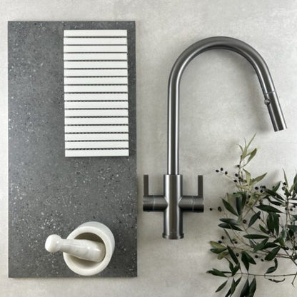 XSSENCE 316 Stainless Steel Gooseneck  XPRESSFIT retractable tap with lever handles Gun Metal