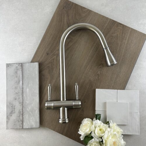 XQUISITE 316 Stainless Steel Provincial XPRESSFIT retractable twin handle tap Satin
