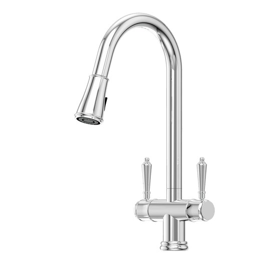 XQUISITE 316 Stainless Steel Provincial XPRESSFIT retractable twin handle tap Chrome