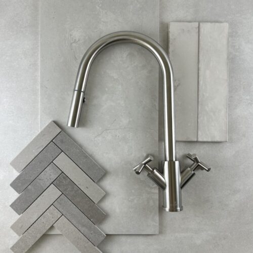 X-GEN 316 Stainless Steel Gooseneck XPRESSFIT retractable tap with cross handles Satin