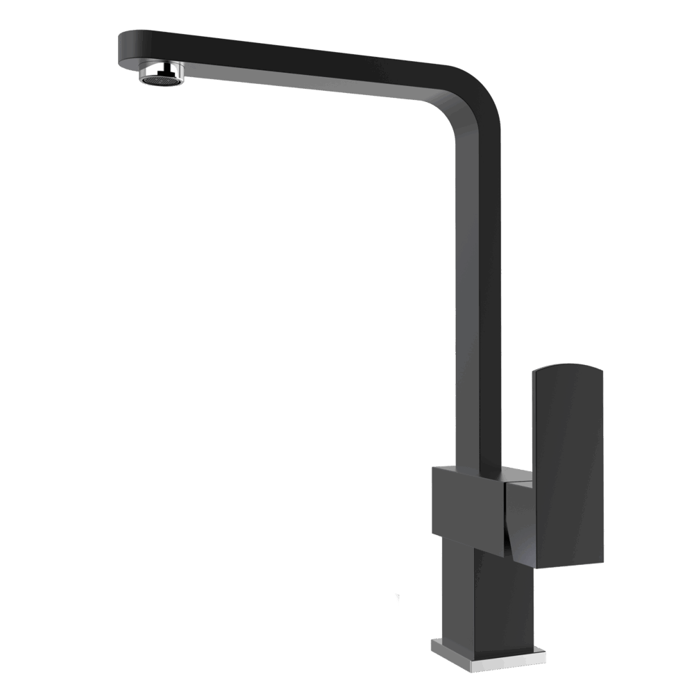 XEC Stainless Steel XPRESSFIT mixer with linear surface body & handle Black & Bling