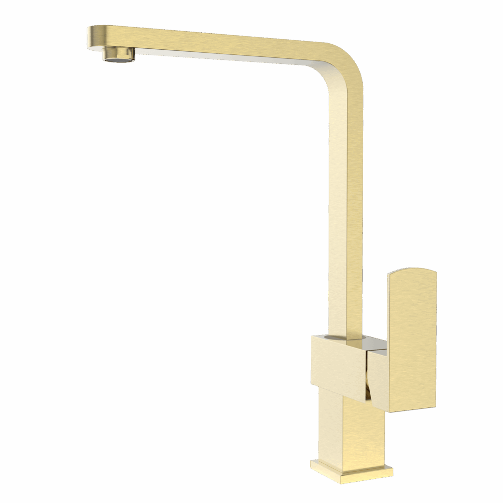 XEC Stainless Steel XPRESSFIT mixer with linear surface body & handle Brushed Gold