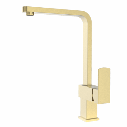 XEC Stainless Steel XPRESSFIT mixer with linear surface body & handle Brushed Gold