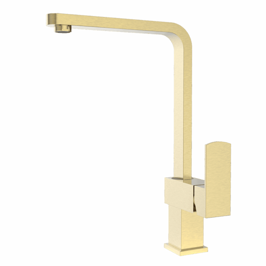 XEC Stainless Steel XPRESSFIT mixer with linear surface body & handle Brushed Gold