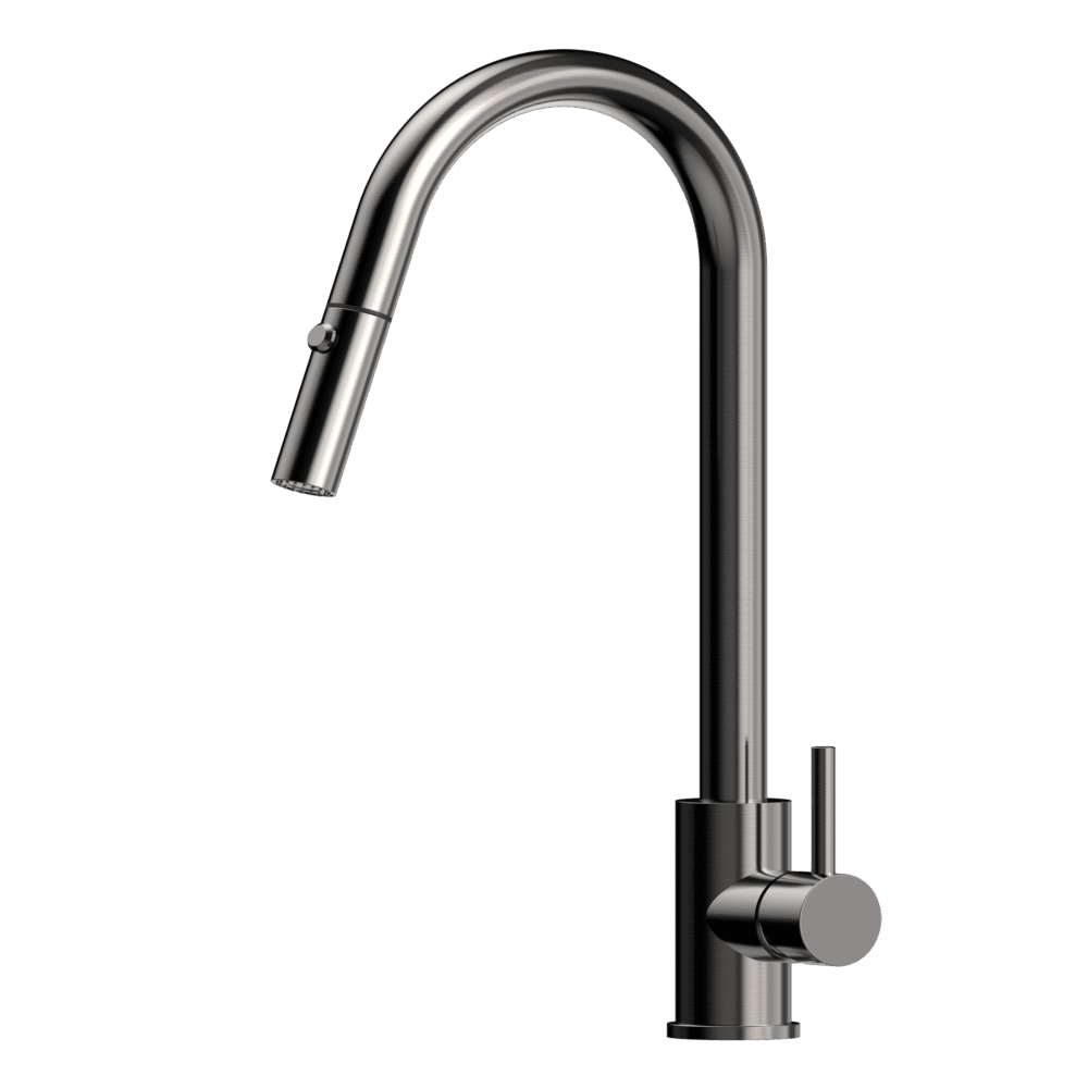 XACTA  Stainless Steel Gooseneck XPRESSFIT retractable dual spray mixer Gun Metal