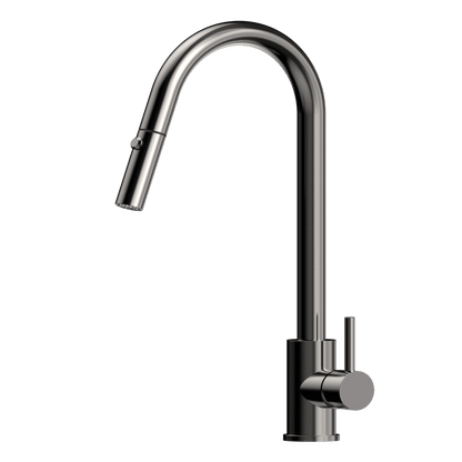 XACTA  Stainless Steel Gooseneck XPRESSFIT retractable dual spray mixer Gun Metal