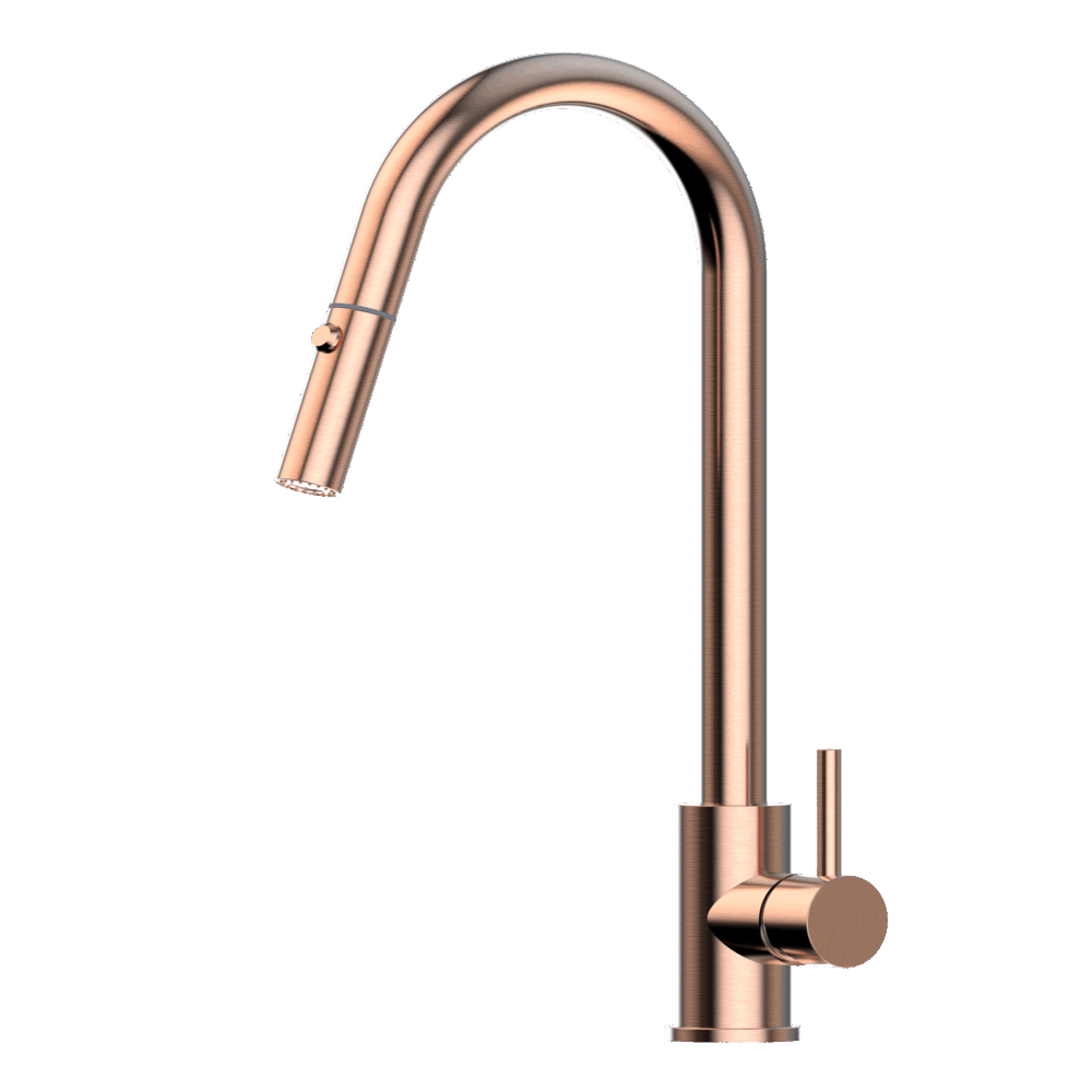 XACTA    Stainless Steel Gooseneck XPRESSFIT retractable dual spray mixer Rose Gold