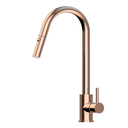 XACTA    Stainless Steel Gooseneck XPRESSFIT retractable dual spray mixer Rose Gold