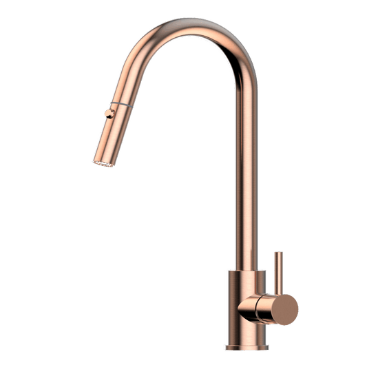 XACTA    Stainless Steel Gooseneck XPRESSFIT retractable dual spray mixer Rose Gold