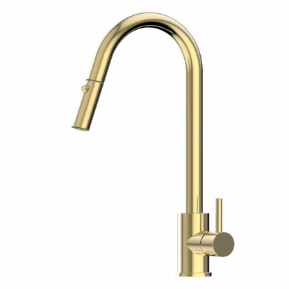 XACTA Stainless Steel Gooseneck XPRESSFIT retractable dual spray mixer Brushed Gold