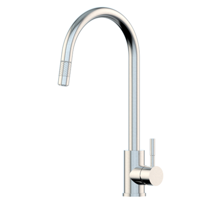 XPLORER Stainless Steel Gooseneck XPRESSFIT retractable mini pull out mixer with designer nozzle Satin