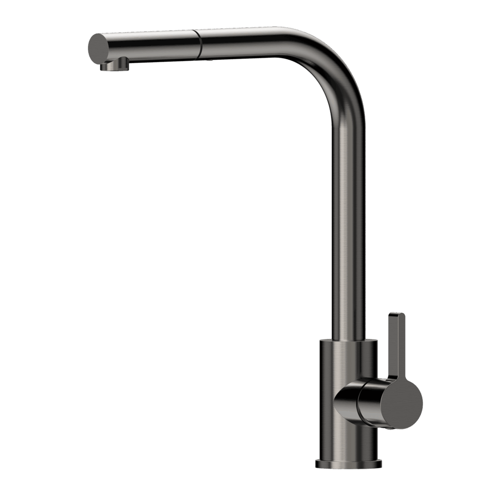 XCLAIMER   Stainless Steel Straight neck XPRESSFIT retractable mini pull out mixer  Gun Metal