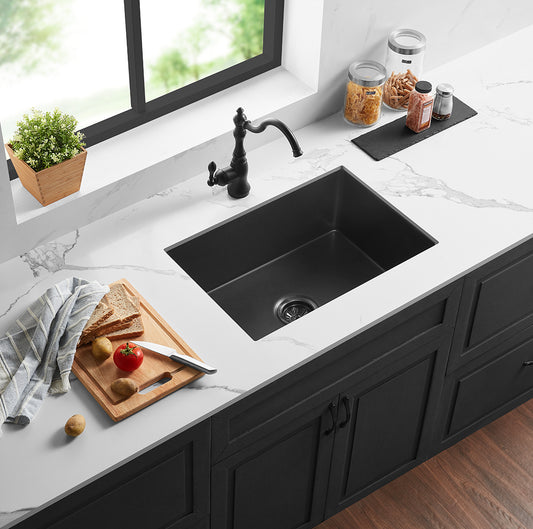 677mm Camden Fireclay Square Insert/Undermount Sink - Matte Black