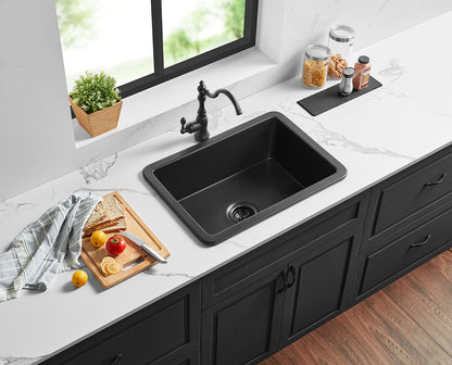 677mm Camden Fireclay Square Insert/Undermount Sink - Matte Black