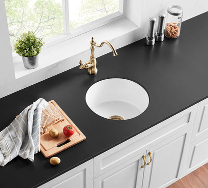 470mm Camden Fireclay Round Insert/Undermount Sink - Gloss White