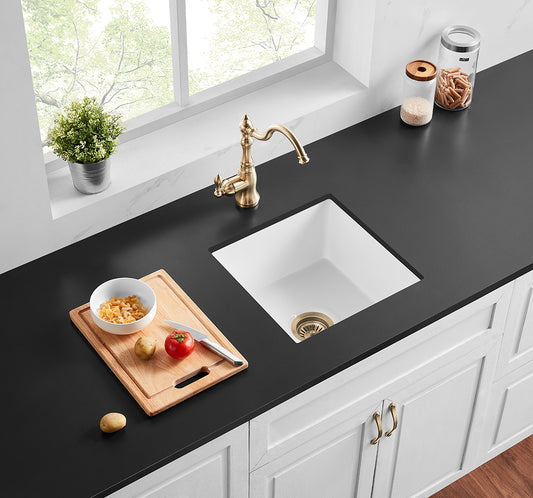 457mm Camden Fireclay Square Insert/Undermount Sink - Gloss White