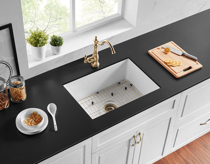 677mm Camden Fireclay Square Insert/Undermount Sink - Gloss White
