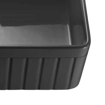 828mm Greenwich Fireclay Farmhouse Single Sink - Fluted & Flat Reversible - Matte Black