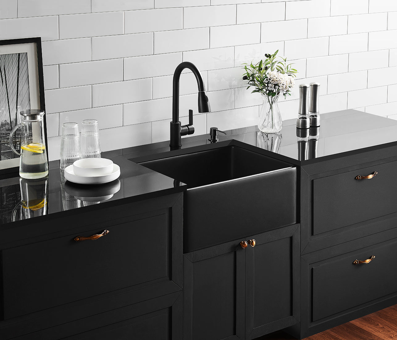 600mm Chelsea Fireclay Farmhouse Sink - Matte Black