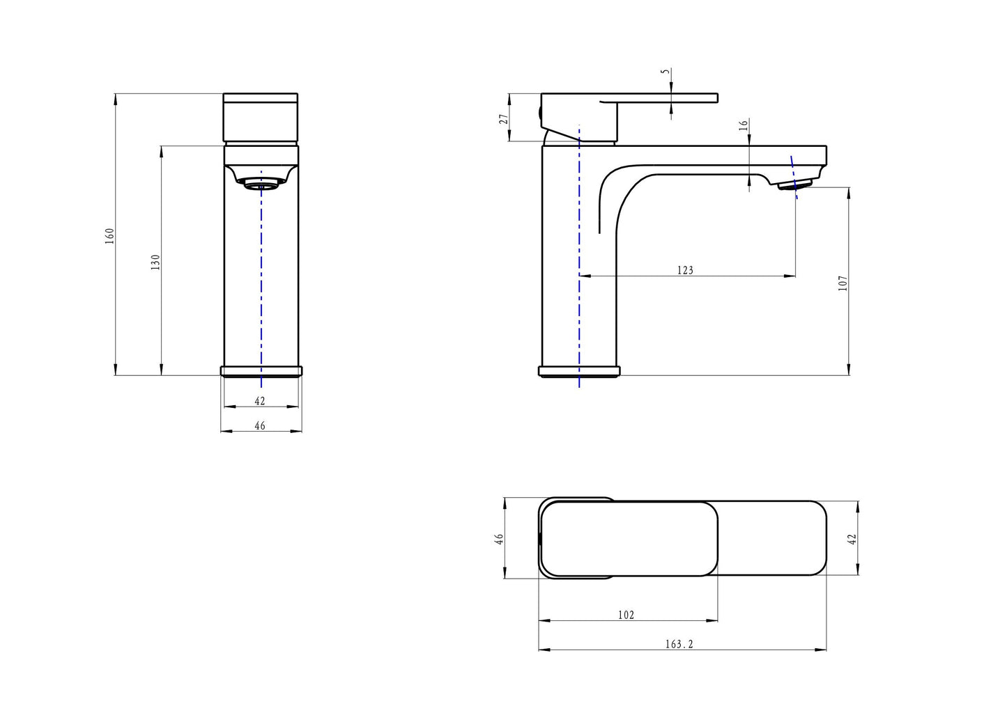 Zia Basin Mixer - Gunmetal