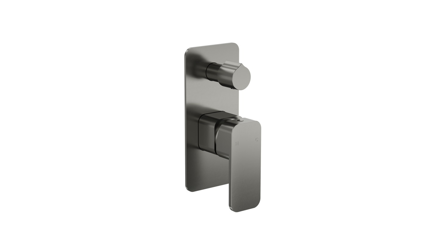 Zia 1-Plate Wall Mixer with Divertor Trim Kit - Gunmetal