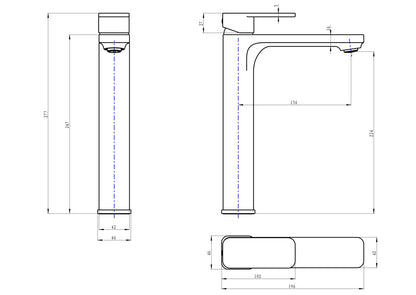Zia Tall Basin Mixer - Brushed Brass