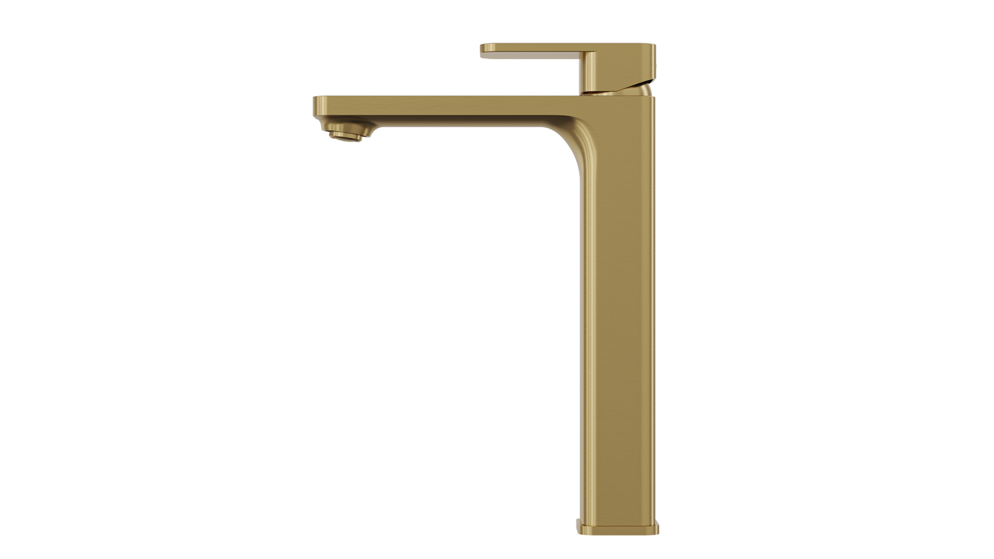 Zia Tall Basin Mixer - Brushed Brass