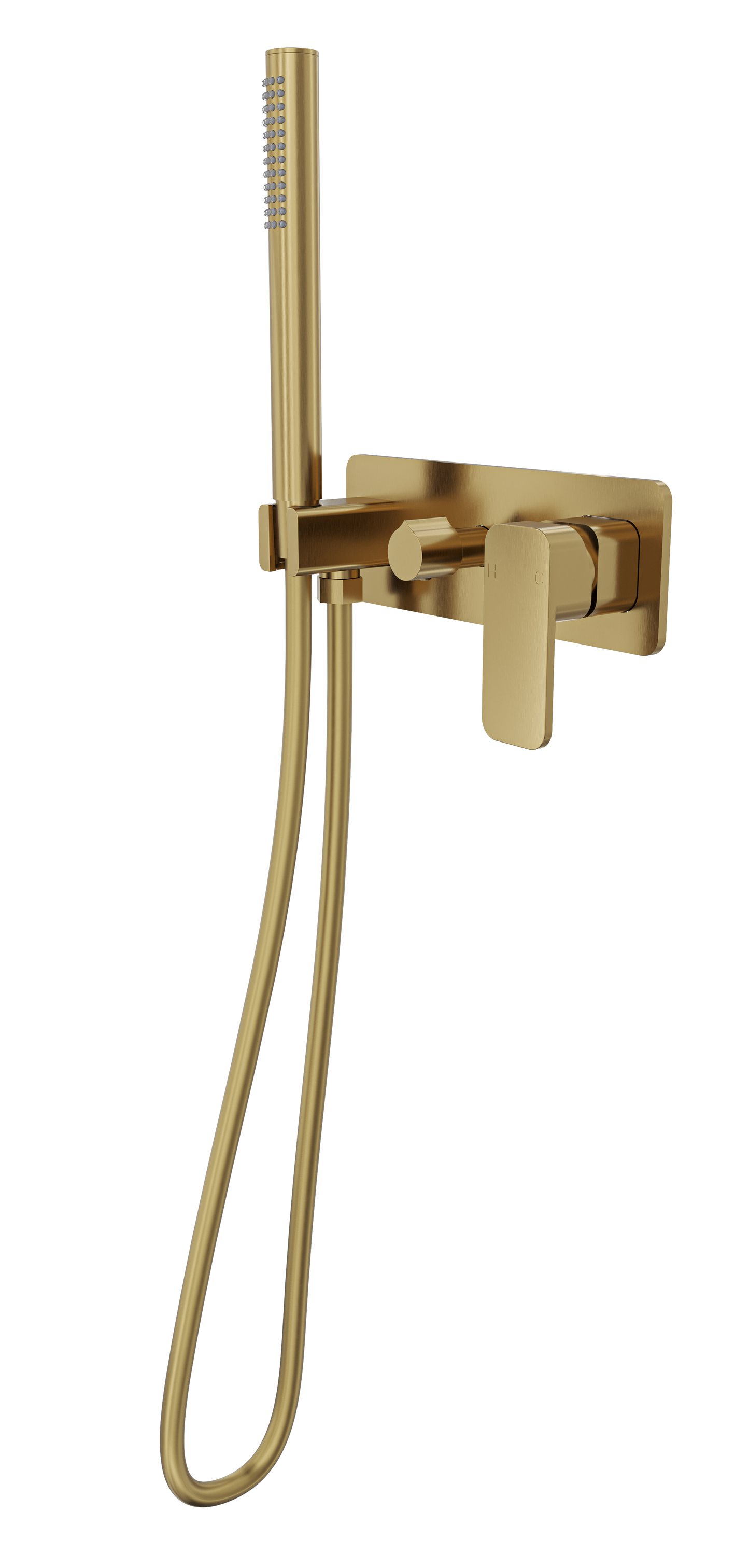 Zia Wall Mixer with Hand Shower - Brushed Brass