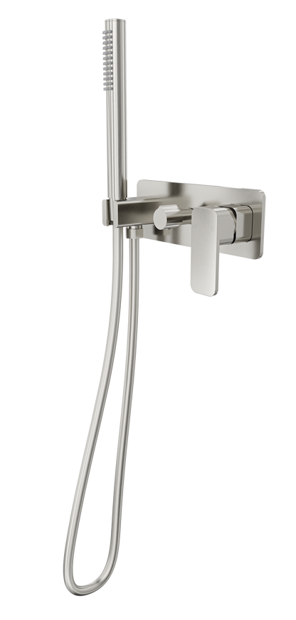 Zia 1-Plate Wall Mixer with Hand Shower Trim Kit - Brushed Nickel