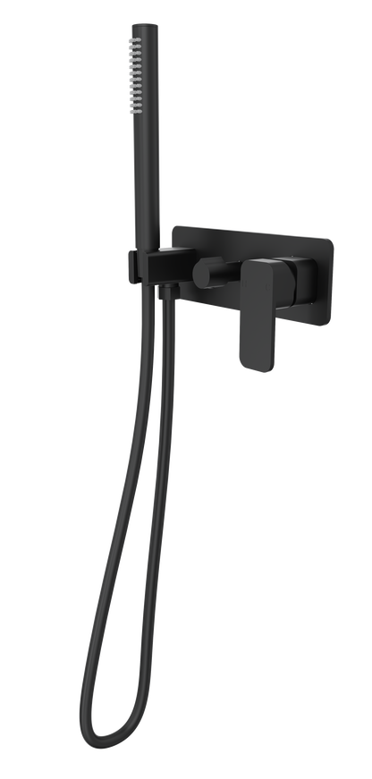 Zia 1-Plate Wall Mixer with Hand Shower Trim Kit - Matte Black