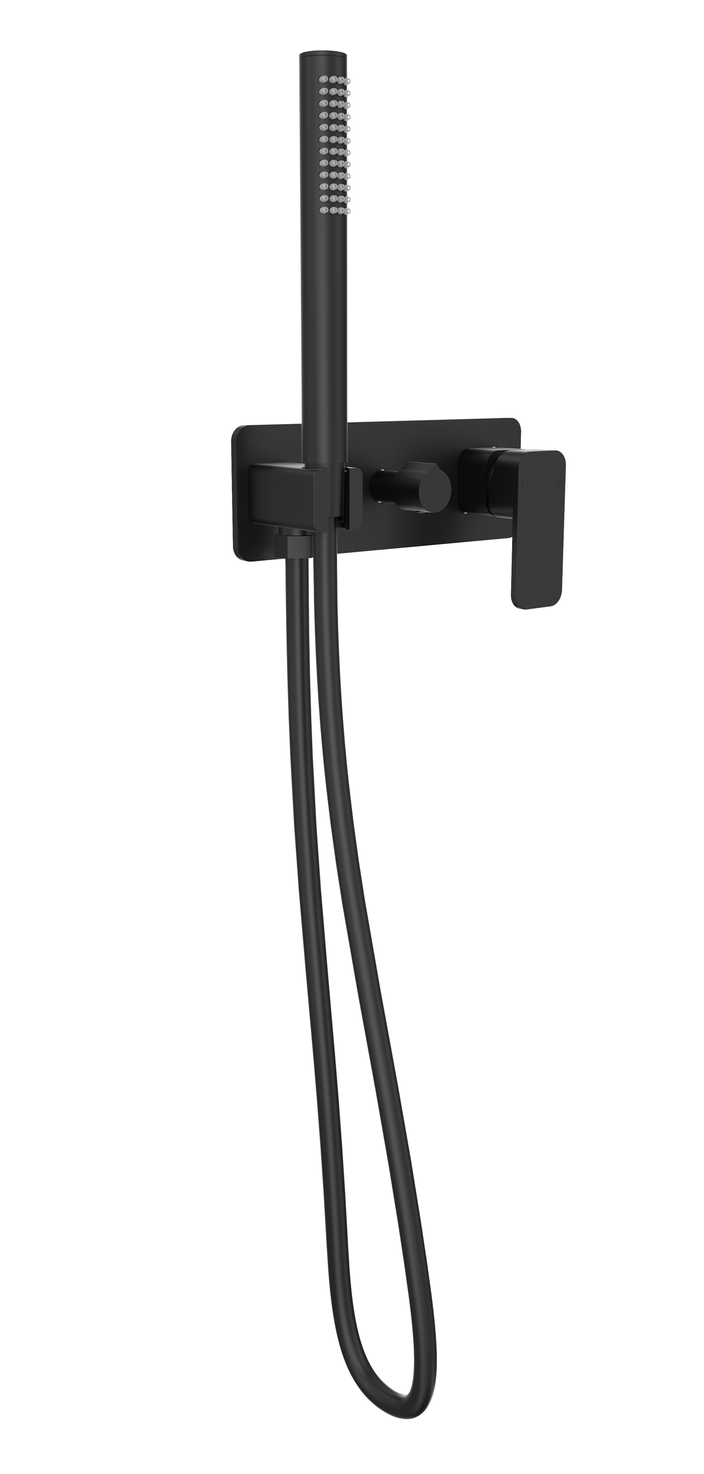 Zia 1-Plate Wall Mixer with Hand Shower Trim Kit - Matte Black